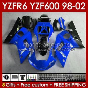 Carrosserie Pour YAMAHA YZF 600 CC YZF-600 YZF-R6 1998 1999 2000 2001 2002 Carrosseries 145No.111 YZF600 600CC YZF R6 R 6 98-02 Cadre YZFR6 98 99 00 01 02 Kit de carénage OEM glioss blue blk