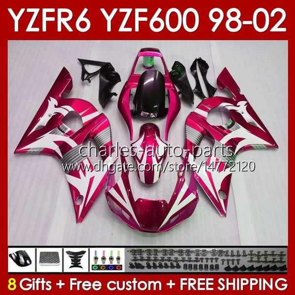 Carrosserie Pour YAMAHA YZF 600 CC YZF-600 YZF-R6 1998 1999 2000 2001 2002 Corps 145No.120 YZF600 600CC YZF R6 R 6 98-02 Cadre YZFR6 98 99 00 01 02 Kit de carénage OEM métal rouge blk