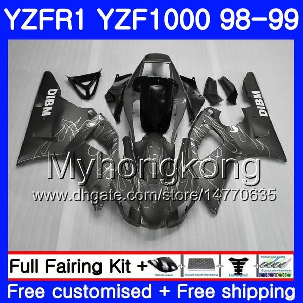 Carrosserie pour YAMAHA YZF R 1 YZF 1000 YZF1000 YZFR1 98 99 Cadre 235HM.19 YZF-1000 YZF-R1 98 99 Corps gris argenté chaud YZF R1 1998 1999 Carénage
