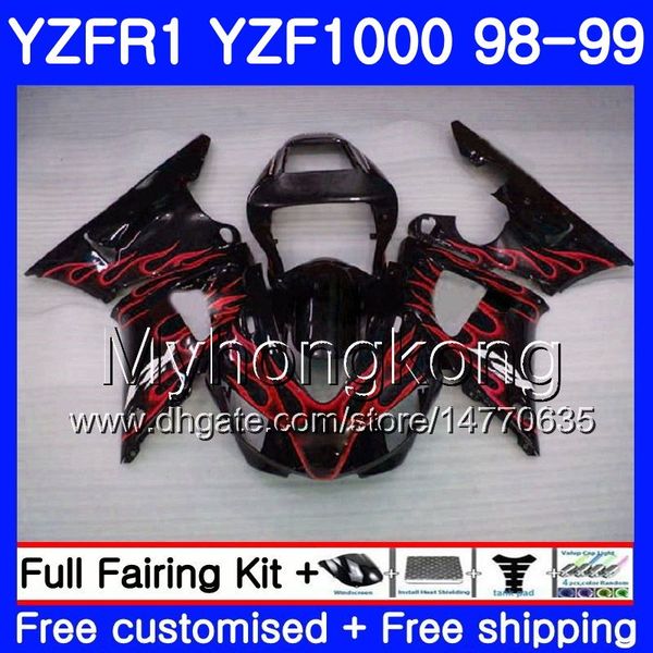 Carrosserie Pour YAMAHA YZF R 1 YZF 1000 YZF1000 Stock de flammes rouges YZFR1 98 99 Cadre 235HM.13 YZF-1000 YZF-R1 98 99 Corps YZF R1 1998 1999 Carénage