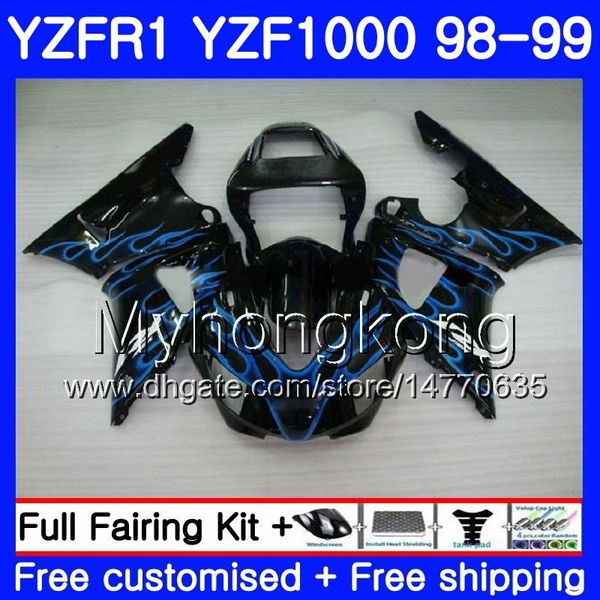 Carrocería para YAMAHA YZF R 1 YZF 1000 YZF1000 YZFR1 98 99 Marco 235HM.17 YZF-1000 YZF-R1 98 99 Cuerpo YZF R1 Luz de llama azul 1998 1999 Carenado