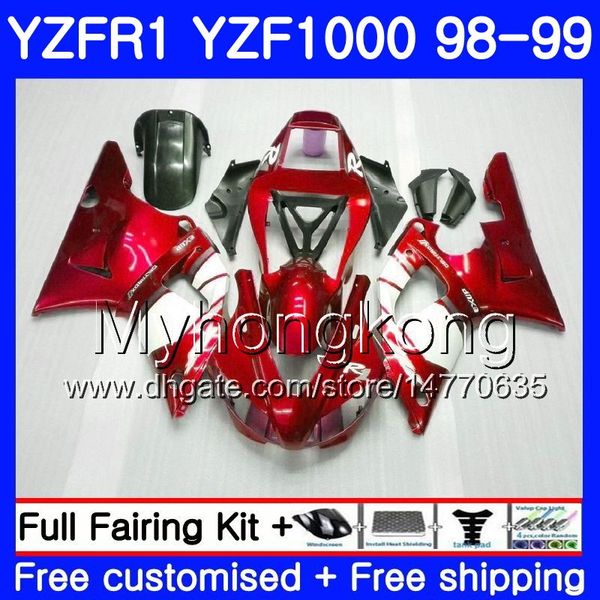 Carrocería para YAMAHA YZF R 1 YZF 1000 YZF1000 YZFR1 98 99 Marco 235HM.21 YZF-1000 YZF-R1 98 99 Cuerpo Rojo oscuro stock YZF R1 1998 1999 Carenado