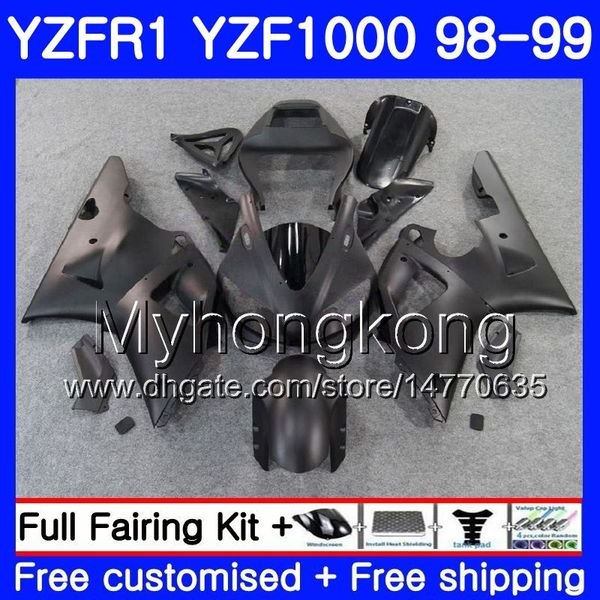 Carrocería para YAMAHA YZF R 1 YZF1000 YZF-R1 1998 1999 Marco 235HM.49 YZF-1000 Negro mate caliente YZF R1 98 99 YZF 1000 YZFR1 98 99 Carenado del cuerpo