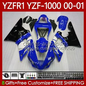 Bodys de moto pour Yamaha YZF-R1 YZF-1000 YZF R 1 1000 CC 00-03 Carrosserie 83No.53 YZF R1 1000CC YZFR1 00 01 02 03 YZF1000 2000 2001 2002 2003 Kit de carénage OEM bleu brillant