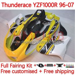 Carrosserie Voor YAMAHA YZF1000R Thunderace YZF 1000R 1000 R 96-07 Body 8No.18 YZF-1000R 96 97 98 99 00 01 02 07 YZF1000-R 1996 2003 2004 2005 2006 2007 Kuip geel wit