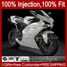 Injection de carrosserie pour DUCATI 848 1098 1198 S R 1198R 07 08 09 10 11 12 Corps 18No.75 Blanc perle 848S 848R 1098R 07-12 1098S 1198S 2007 2008 2009 2010 2011 2012 OEM Carénage