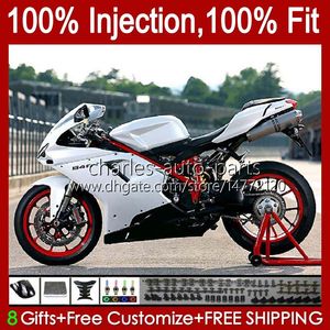 Carrosserie Injection Pour DUCATI 848 1098 1198 Blanc noir S R 1198R 07 08 09 10 11 12 Corps 18No.76 848S 848R 1098R 07-12 1098S 1198S 2007 2008 2009 2010 2011 2012 OEM Carénage