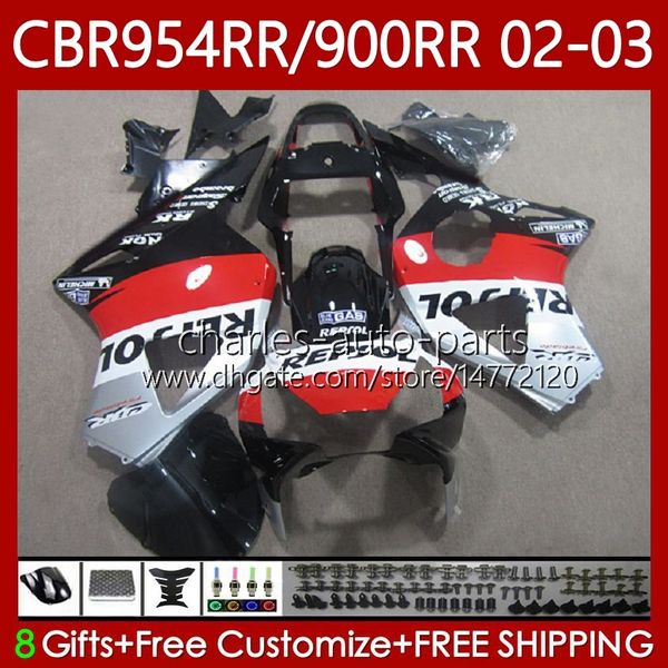 Kit de carrocería para HONDA CBR900 CBR954 RR CBR 954 900 RR CC 2002 2003 Bodys 61No.69 CBR 900RR 954RR 900CC 02-03 Repsol hot CBR954-RR CBR900RR CBR954RR 02 03 OEM Carenado