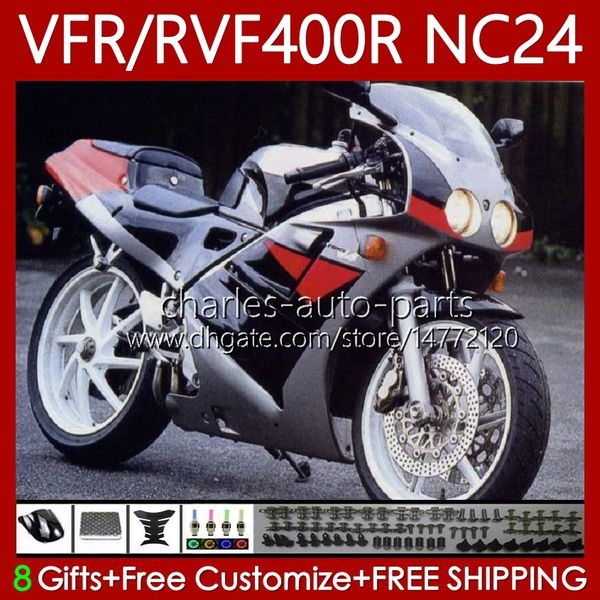 Kit de carrosserie pour HONDA RVF VFR 400 VFR400 R 400RR 1987-1988 Bodys 78No.186 VFR400R VFR400RR NC24 V4 87 88 RVF400R Rouge noir VFR 400R RVF400 R 1987 1988 MOTO Carénages