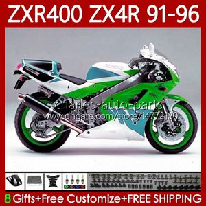 Kit de carrosserie pour KAWASAKI NINJA ZXR 400 CC ZX4R ZXR400 ZX-4R 91 92 93 94 95 96 138No.167 Corps ZX 4R Vert cyan ZXR-400 1991 1992 1993 1994 1995 1996 400CC 91-96 Carénage OEM