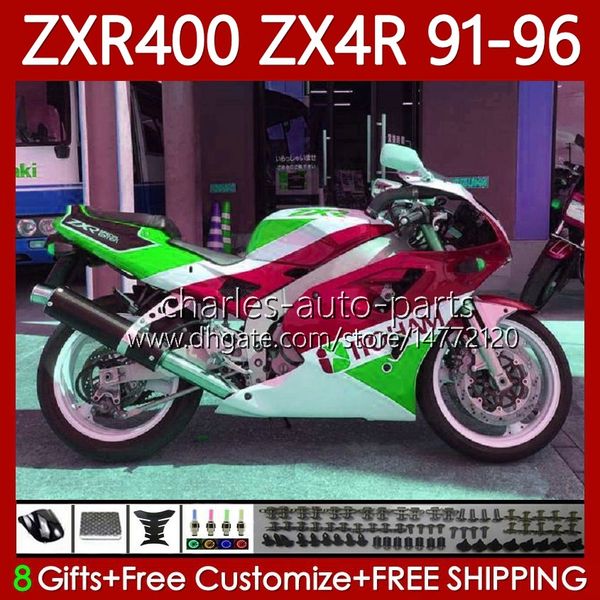 Kit de carrocería para KAWASAKI NINJA ZXR 400 CC ZX4R ZXR400 ZX-4R 91 92 93 94 95 96 138No.182 Rojo verde Cuerpo ZX 4R ZXR-400 1991 1992 1993 1994 1995 1996 400CC 91-96 OEM Carenado