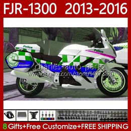 Kit de carrosserie pour YAMAHA FJR-1300A FJR 1300 A CC 2001-2016 Ans Corps 112No.113 FJR1300A FJR-1300 Vert bleu 2013 2014 2015 2016 FJR1300 13 14 15 16 Moto OEM Carénage