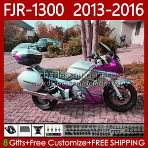 Kit de carrosserie pour Yamaha Fjr-1300A FJR 1300 A CC 2001-2016 Années Corps 112NO.127 FJR1300A Pink Silvery Fjr-1300 2013 2014 2015 2016 FJR1300 13 14 15 16 FOOTO OEM Catériel