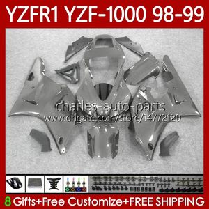 Kit de carrocería para YAMAHA Gris metálico YZF-1000 YZF-R1 YZF1000 YZFR1 98 99 00 01 Cuerpo 82No.139 YZF R1 1000CC 1998-2001 YZF 1000 CC R 1 1998 1999 2000 2001 Carenado de motocicleta