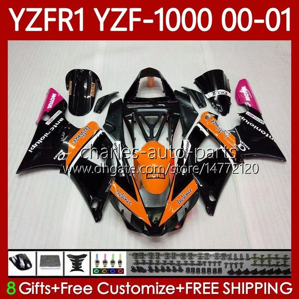 Kit de carrosserie pour YAMAHA Orange Noir YZF-1000 YZF-R1 YZF1000 YZFR1 00 01 02 03 Corps 83No.167 YZF R1 1000CC 2000-2003 YZF 1000 CC R 1 2000 2001 2002 2003 Carénage de moto