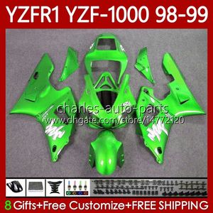 Kit de carrosserie pour YAMAHA YZF-1000 YZF-R1 YZF1000 YZFR1 98 99 00 01 Corps 82No.164 YZF R1 1000CC 1998-2001 YZF 1000 CC R Métallique Vert 1 1998 1999 2000 2001 Carénage de moto
