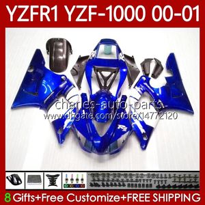 Kit de carrosserie pour Yamaha YZF-1000 YZF-R1 YZF1000 YZFR1 00 01 02 03 Corps bleu métallisé 83No.152 YZF R1 1000CC 2000-2003 YZF 1000 CC R 1 2000 2001 2002 2003 Carénage de moto