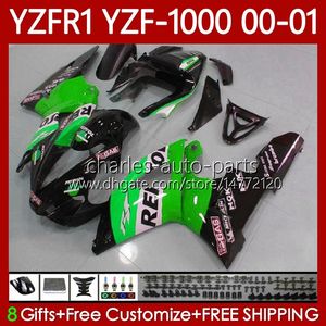 Kit de carrosserie pour Yamaha YZF-1000 YZF-R1 YZF1000 YZFR1 00 01 02 03 Corps 83No.176 YZF R1 1000CC 2000-2003 YZF Vert noir 1000 CC R 1 2000 2001 2002 2003 Carénage de moto