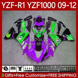 Kit de carrocería para YAMAHA YZF-R1 YZF R1 1000 CC YZF-1000 09-12 Cuerpo 92No.130 YZF1000 YZF R 1 2009 2010 2011 2012 Shark Purple 1000CC YZFR1 09 10 11 12 Carenado de motocicleta