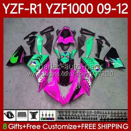 Kit de carrosserie pour YAMAHA YZF-R1 YZF R1 1000 CC YZF-1000 09-12 Corps Rose Shark 92No.131 YZF1000 YZF R 1 2009 2010 2011 2012 1000CC YZFR1 09 10 11 12 Carénage de moto