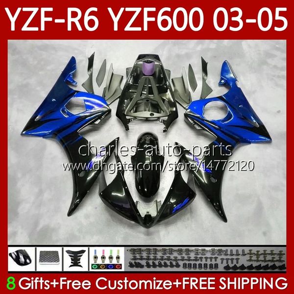 Kit de carrosserie pour Yamaha YZF R6 600CC YZF600 YZF-R6 2003-2005 COWLLING 95NO.172 YZF R Blue Flames 6 600 cc 2003 2004 2004 Body YZF-600 YZFR6 03 04 05 Catériel de la moto