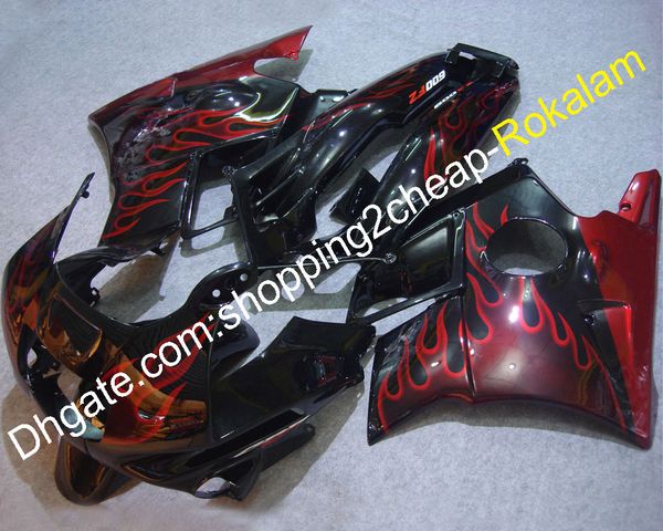 Carenado de motocicleta de carrocería para Honda CBR600 F2 1991 1992 1993 1994 CBR 600 600F2 91 92 93 94 carenados de ABS de llama roja para motocicleta deportiva