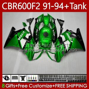 Carrosserie + tank voor Honda CBR600F2 600CC 600FS 91-94 Body 63NO.179 CBR Metalen Groen 600 600F2 CBR600 F2FS CC 1991 1992 1993 1994 CBR600FS CBR600-F2 91 92 93 94 Fairing Kit