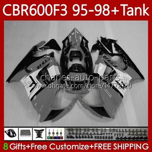 Carrocería + tanque para HONDA CBR600F3 600CC 600FS 95-98 Cuerpo gris negro 64No.160 CBR 600 600F3 CBR600 F3 FS CC 1995 1996 1997 1998 CBR600FS CBR600-F3 95 96 97 98 Kit de carenado