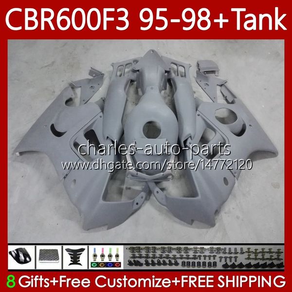 Carrosserie + Réservoir Pour HONDA CBR600F3 600CC 600FS 95-98 Corps 64No.154 CBR Gris mat 600 600F3 CBR600 F3 FS CC 1995 1996 1997 1998 CBR600FS CBR600-F3 95 96 97 98 Kit de carénage