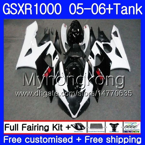 Kit + Réservoir blanc noir chaud Pour SUZUKI GSXR-1000 1000CC GSXR 1000 05 06 Corps 300HM.5 GSX-R1000 1000 CC GSX R1000 K5 GSXR1000 2005 2006 Carénage