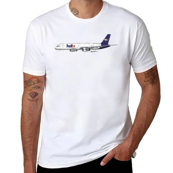 Boeing 757 FedEx Tracking Pilot Blouse Blouse Tops Plus Tops Mens White T Shirts 240428