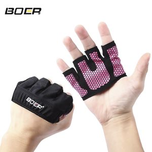BOER Paired Yoga Exercise Workout Gloves Fitness Training Weightlifting Hand Grip Palm Protector four half fingers gloves for men women