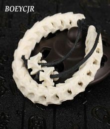 Boeycjr 100% Tailandia de brazaletes de brazaletes de huesos naturales de joyería étnica Pulsera de energía de joyería étnica para mujeres u hombres regalo 2018 Y18917098001024
