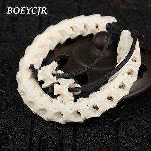 BOEYCJR 100% Thaïlande Naturel Serpent Os Bracelets Bracelets Ethnique Vintage Bijoux Énergie Bracelet Pour Femmes ou Hommes Cadeau 2018 Y18917093169