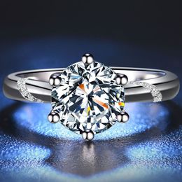 BOEYCJR 925 Plata 0.5CT / 1CT / 2CT F Color Moissanite VVS Compromiso Anillo de diamante de boda con certificado nacional para mujeres 201112