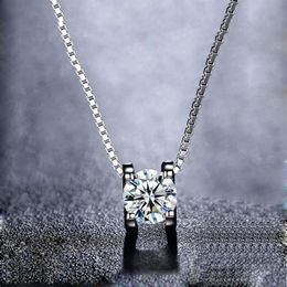 BOEYCJR 925 Plata 0 5ct 1ct 2ct F color Moissanite VVS compromiso elegante collar con colgante para boda para mujer regalo de aniversario CX2304m