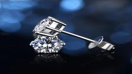 Boeycjr 925 Silver 05 F Color Moissanite VVS Fijne sieraden Diamant Stud Earring met nationaal certificaat voor vrouwen cadeau LJ201013115019826