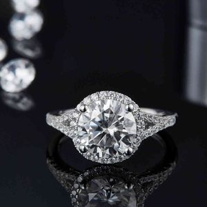 BOEYCJR 925 Silver 1.5CT / 2CT / 3CT F Bague de diamant de mariage Moissanite VVS Moissanite VVS avec certificat national pour femmes