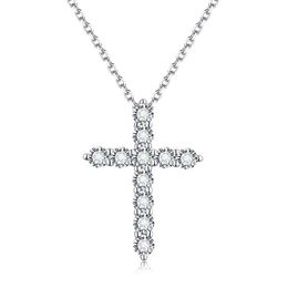 Boeycjr 925 zilveren D kleur 066ct 25mm moissanite vvs1 kruis hanger ketting voor vrouwen of mannen