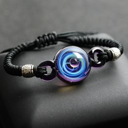 Boeycjr Hot Universe Planets Glass Bead Bangles armbanden mode sieraden Galaxy Solar System armband voor vrouwen Kerstmis Y200730
