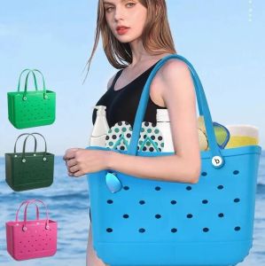 Bogg Bag Silicone Beach Large Tote Luxe Eva Plastic strandzakken Roze Blue Candy Jelly Women Cosmetic Bag PVC Basket Travel opbergzakken Zomer Outdoor Tote