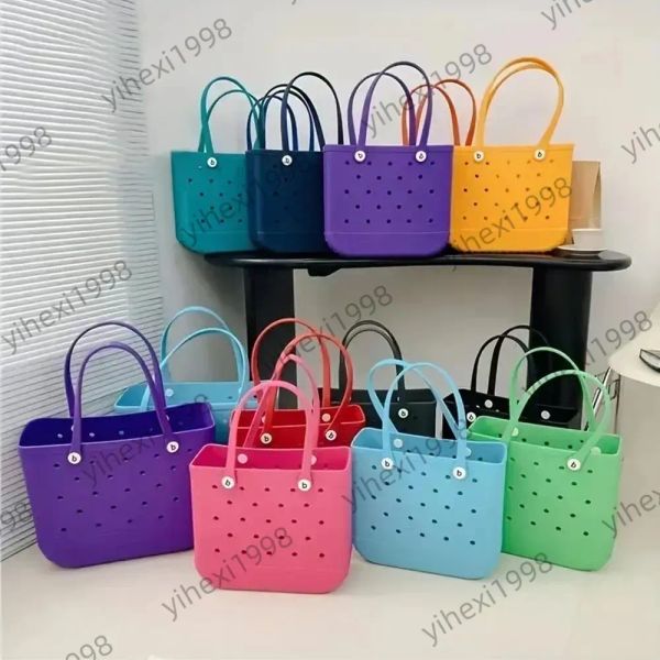 Bogg Bag Silicone Beach Gran Tote Luxury Eva Plastic Beach Bolss Pink Blue Candy Women Cosmetic Bag Casmética PVC Bolsas de almacenamiento de viajes Suma de gelatina