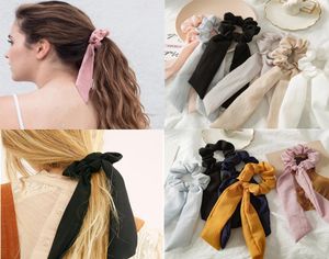 Bohe Solid Stripe Ribbon Hair Scrunchies Women Elastic Hair Bands Scarf Hair Ties touw Ponytailhouder Girls3066594