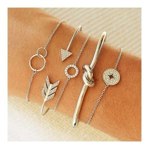 Bohême 5 pièces flèche cristal rond nouveau Bracelet femmes bijoux de mode