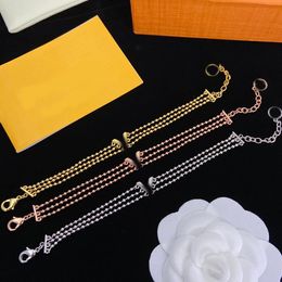 Bohemen Kralenketting Armband Luxe Originele Ontwerper Voor Vrouwen 18K Goud Verzilverd Letter V Bedel Hangers Polsbandje Manchet Bangle Mode-sieraden Met Doos