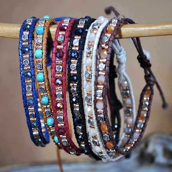 Pulsera de cuentas Bohemia, pulseras tejidas trenzadas coloridas, pulsera de cuentas étnicas para mujer, accesorios de joyería de moda