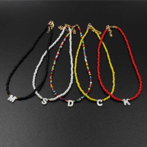 Bohemia Beaded Choker Ketting voor Vrouwen DIY 26 Letter Shell Hanger Dames Nekketens Bead Party Sieraden