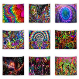 Bohemia kleurrijke mandala muur hangende tapijten hippie psychedelisch tapijt champignon planten muziek persoonlijkheid doek J220804