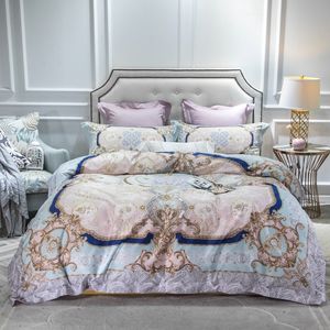 Bohême coton égyptien plat / drap de lit housse de couette drap-housse 4pcs reine roi literie ensemble de lit parure de lit ropa de cama T200706