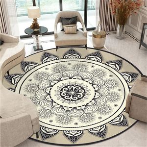 Bohemen etnische mandala ronde vloer tapijt zachte klassieke geometrische bloem sofa tapijt Europa retro groot gebied tapijt voor woonkamer 201225